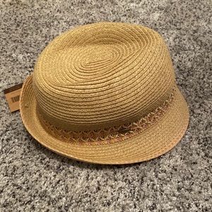 C.C exclusives brown and coral fedora hat